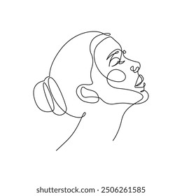 Abstract Woman Profile Line Art Drawing. Female Face Silhouette One Line Drawing. Vector Illustration Minimalistic Style. for Modern Design: Prints, Wall Art, Posters, Social Media.	