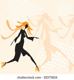 abstract woman running vector design