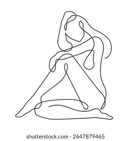 Abstract Woman Silhouette Continuous One Line Art Vector Illustration. Abstract Female Body Line Art Drawing for Print, Wall Art, Home Decoration, Social Media. Not AI