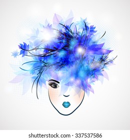 Abstract woman silhouette, abstract hair.