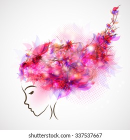 Abstract woman silhouette, abstract hair.