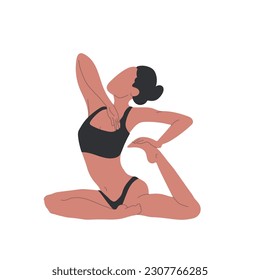 Abstract woman sitting in asana vector illustration.