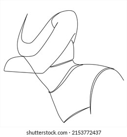 Abstract woman in swimsuit by one line vector drawing. Portrait minimalistic style. Botanical print. Nature symbol of cosmetics. Modern continuous line art. Fashion print. Beaty salon