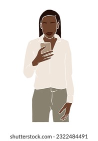 Abstract woman using smartphone illustration. Vector illustration.