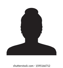 Abstract woman vector icon, avatar symbol. Black pictogram isolated on white background for your design.