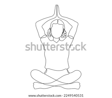 abstract woman without a face doing yoga ,hand drawn, continuous mono line, one line art