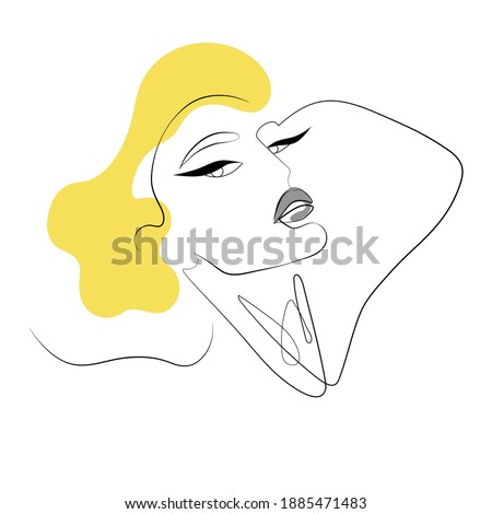 Abstract Woman's Face One Line Continuous Art