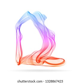 Abstract woman's silhouette, yoga pose, asana, bright, modern illustration over white background