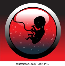Abstract womb with human embryo shape. Unborn baby