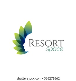 Abstract Women Beauty Resort Spa Green Blue Logo Icon, Isolated In White Background