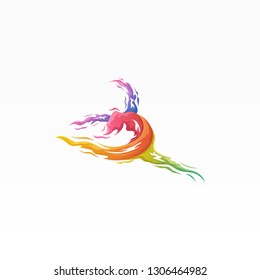 Abstract women dance logo with multiple colors Suitable for Creative Industry, Multimedia, entertainment, Educations, Shop, and any related business