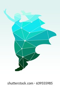 Abstract women in dancing pose. Low poly style Illustration