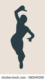 Abstract women in dancing pose. Vector Illustration