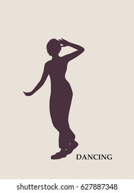 Abstract women in dancing pose. Vector Illustration