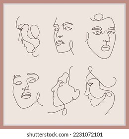 Abstract Women face line art design 