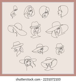 Abstract Women face line art design 