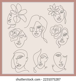 Abstract Women face line art design 