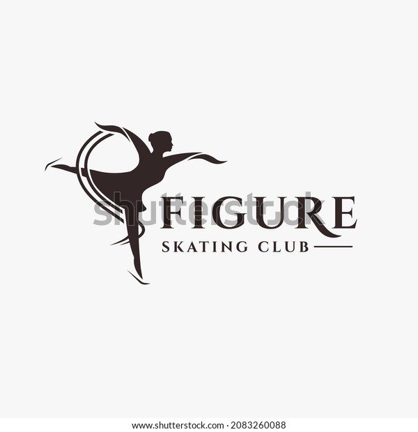 Abstract Women Figure Skating logo vector on\
white background