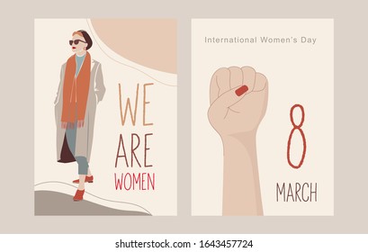 Abstract women illustration. Happy International Women's Day. Greeting card for women or Mother’s Day. Feminisms concept template design. Can be used for card, flyer, banner, poster and other users.