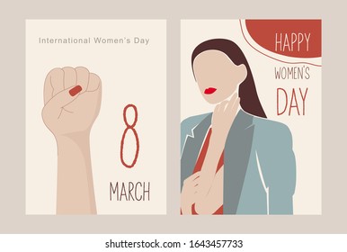 Abstract women illustration. Happy International Women's Day. Greeting card for women or Mother’s Day. Feminisms concept template design. Can be used for card, flyer, banner, poster and other users.