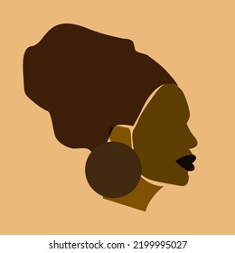 Abstract women modern portreit  head profile isolated on brrown color