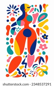 Abstract women from shapeless figures vector illustration. Women's health concept. Sticker, abstraction for women's vitamins.