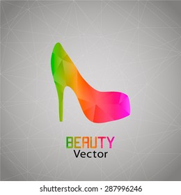 Abstract women's shoes of colored triangles