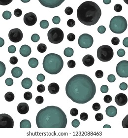 Abstract Wondrous pattern with black and green polka dots. Seamless Vector. Elements are not cropped. Pattern under the mask. Perfect design for textile, box, posters, cards, web etc.