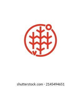abstract wood forest sun grass circle outdoor symbol logo vector