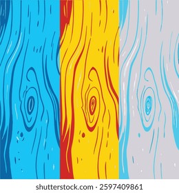 Abstract Wood Grain Texture with Vibrant Color Panels