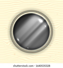 Abstract Wood and Metal Background Composition with Round Glass
