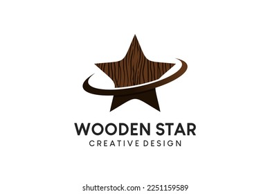 Abstract wood star vector illustration logo design