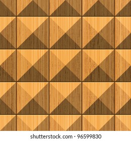 Abstract woodcarving pyramidal relief surface. Seamless pattern. Vector.