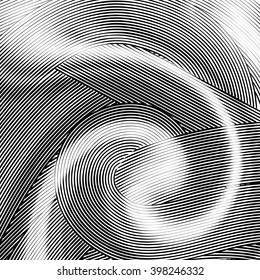 Abstract woodcut styled background with waves of lines
