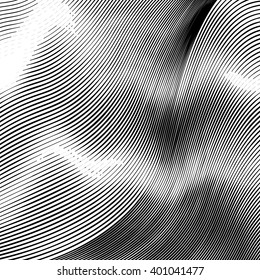 Abstract Woodcut Styled Background With Waves Of Lines