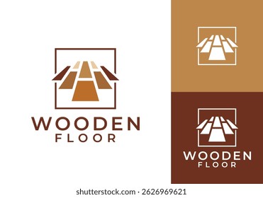 abstrato logotipo de piso de madeira. reparação e serviço casa construção conceito ícone design