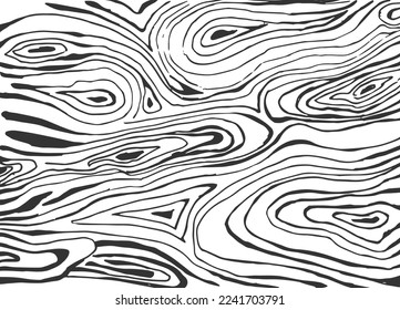 Abstract wooden pen sketch hand drawn wooden skin texture. Tree bark black color background with white landscape background vector illustration.