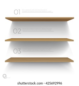 Abstract Wooden Shelves Infographics Vector Design for Your List Background