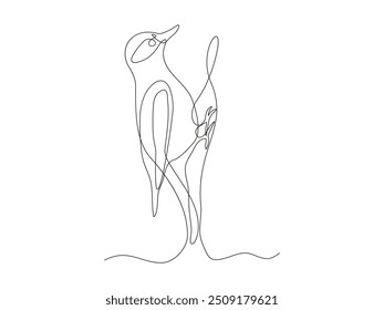 abstract woodpecker. continuous one line art hand drawing sketch, logo