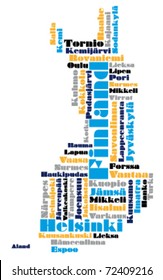 abstract word cloud based vector map of finland