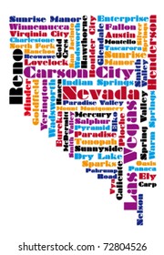 abstract word cloud based vector map of Nevada state