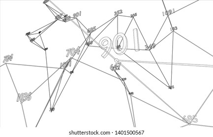 Abstract word cloud Outline. Vector rendering of 3d. Information concept