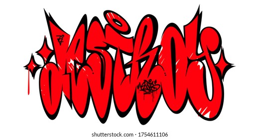 Abstract Word Destroy Graffiti Style Font Lettering Vector Illustration
