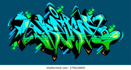 Abstract Word Dream Graffiti Style Font Lettering Vector Illustration