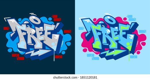 Abstract Word Free Graffiti Style Font Lettering Vector Illustration Art