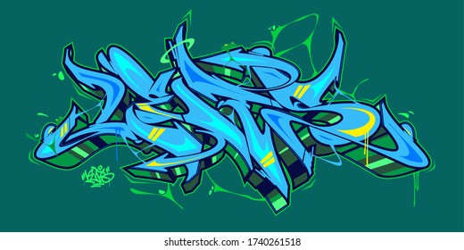 Abstract Word Lets Graffiti Style Font Lettering Vector Illustration