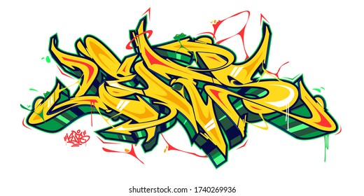 Abstract Word Lets Graffiti Style Font Lettering Vector Illustration