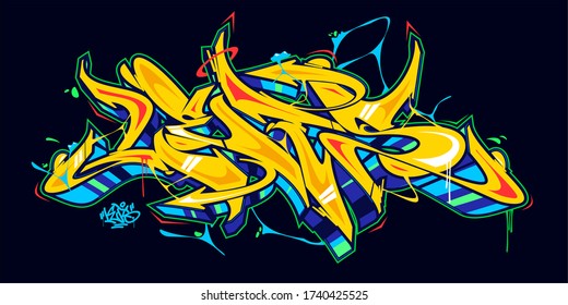 Abstract Word Lets Graffiti Style Font Lettering Vector Illustration