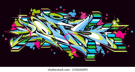 Abstract Word Lets Graffiti Style Font Lettering Vector Illustration