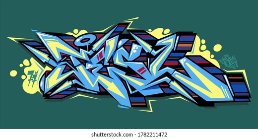 Abstract Word Lets Graffiti Style Font Lettering Vector Illustration Art